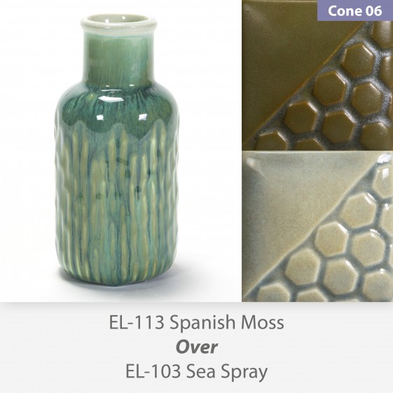 Spanish Moss EL113 over Glaze EL103 Combination Spray Sea
